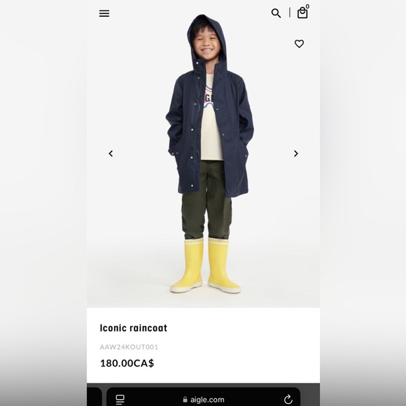 🇫🇷Aigle Waterproof Raincoat- Size 14 (can fit Women's US-XXS - Picture 6 of 6